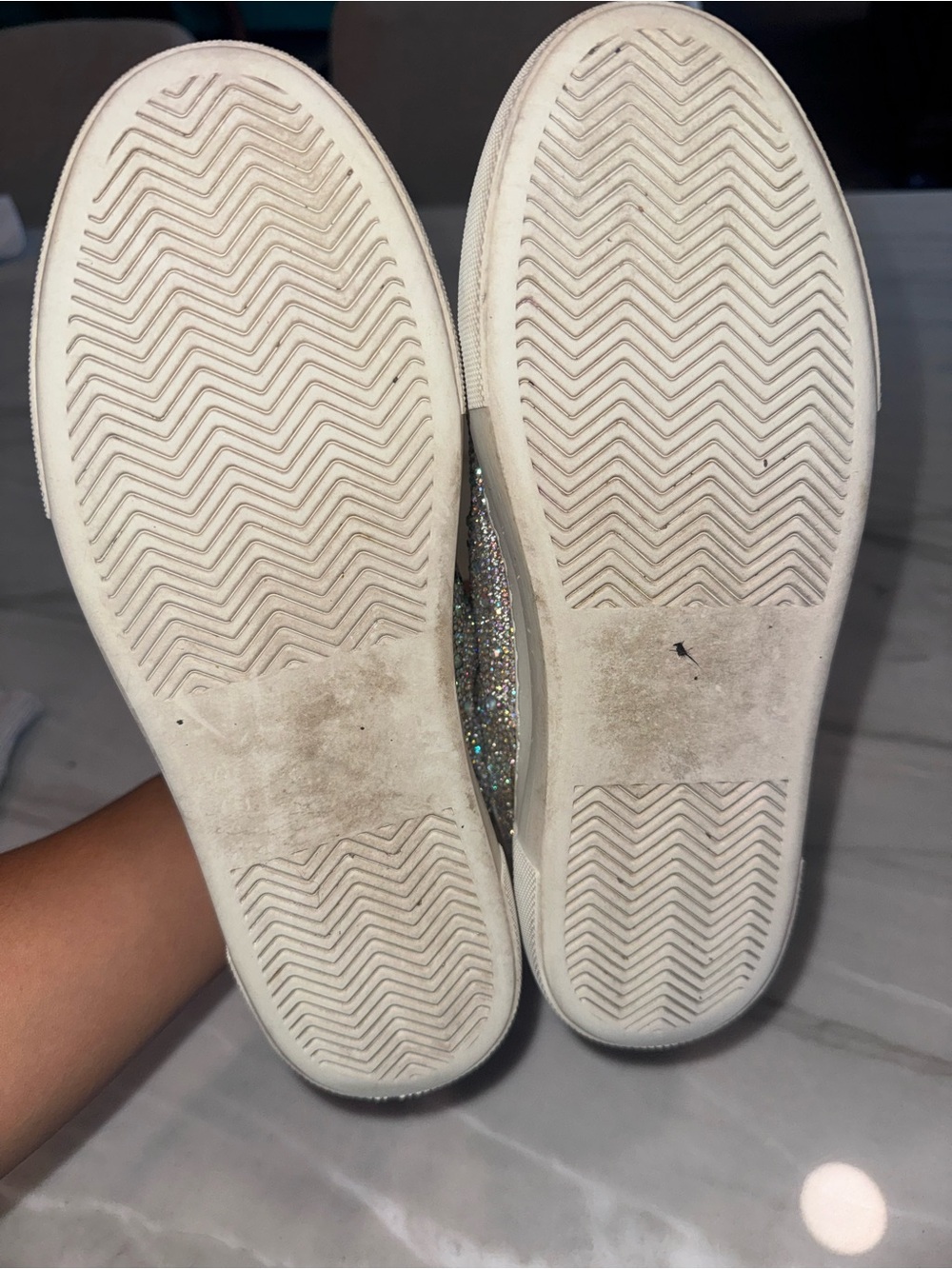 Betsey Johnson Sparkling Silver Glitter Platform Sneakers - Picture 4 of 6